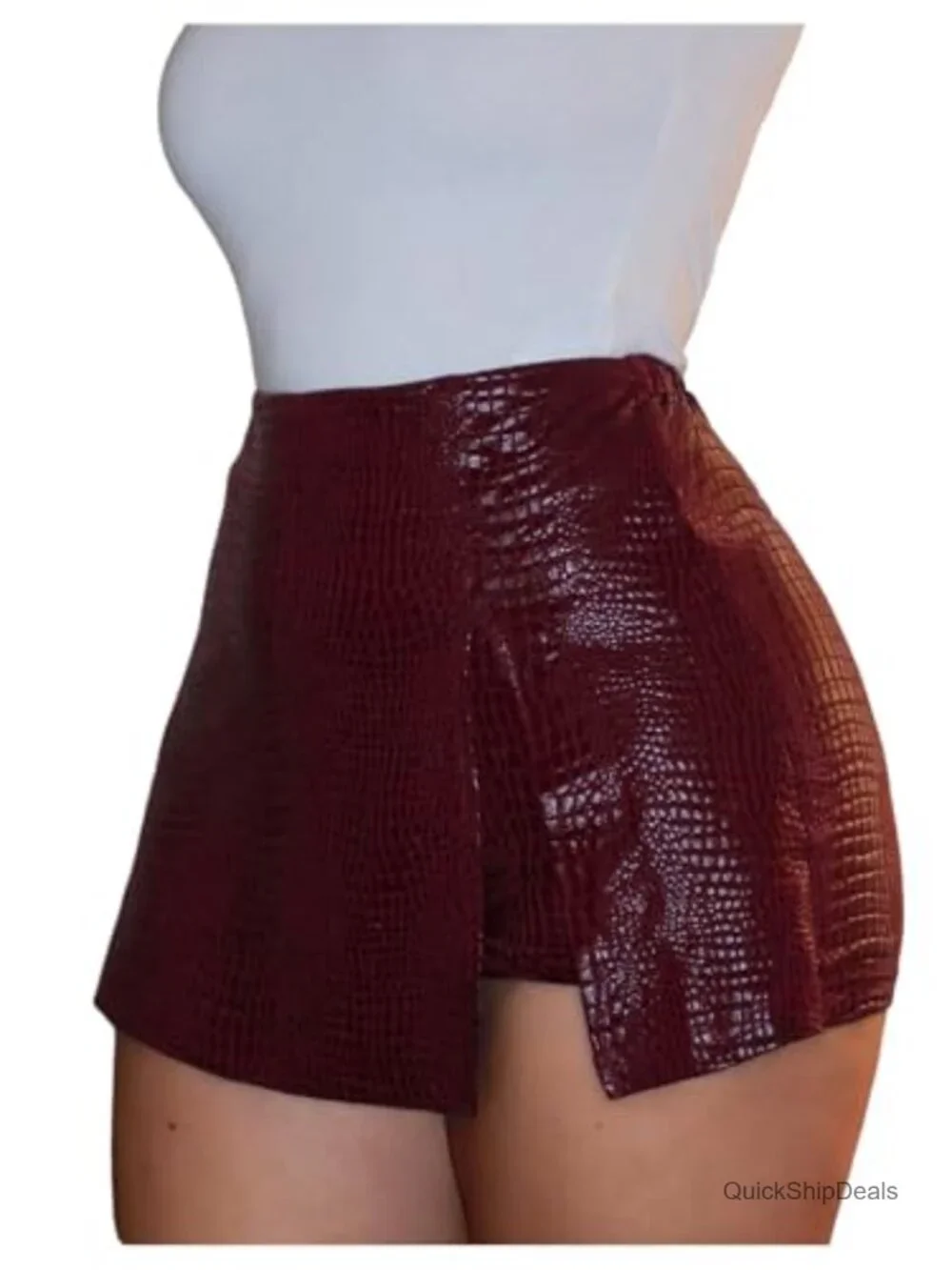 Floerns PU Leather High Waisted Asymmetrical Club Mini Skort Y2K
